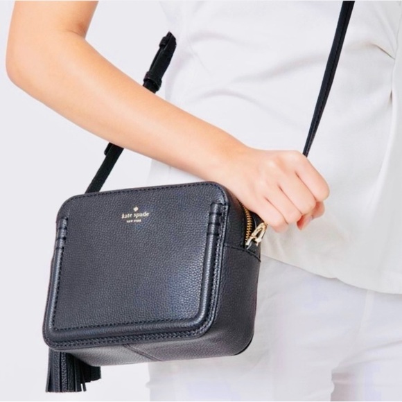 Kate Spade Orchard Street Arla Leather City Scape Crossbody Bag Purse Black EUC - Picture 6 of 16